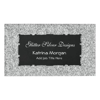 Glitter Silver Elegance Name Tag by uniqueprints at Zazzle
