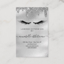 Glitter Silver Eyelash Extension Client Record Business Card