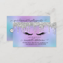 Glitter Silver Eyelash Extension Loyalty  Business Card