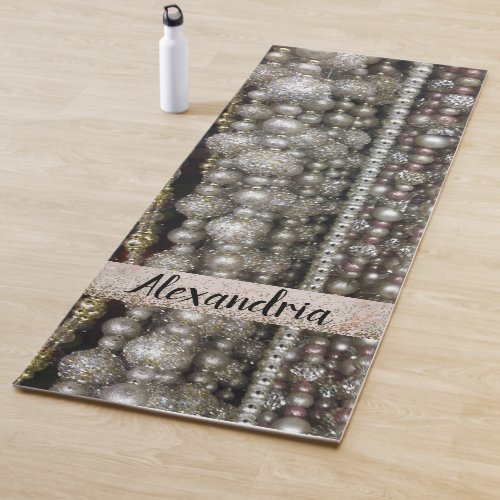 Glitter Silver Glam Beads Personalized Yoga Mat