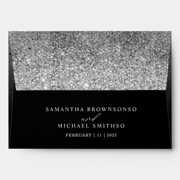 Glitter Silver Glam Wedding Mailing Envelope