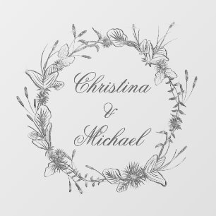 Glitter silver grainy custom Names Wedding Floor D Decals