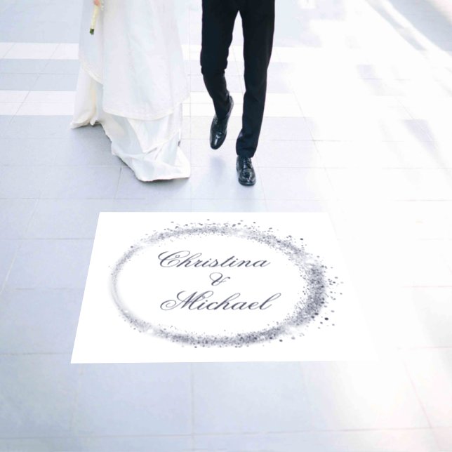 Glitter silver grainy custom Names Wedding Floor Decals (Wedding)