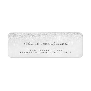 Glitter Silver Gray Girly RSVP Return Address Label