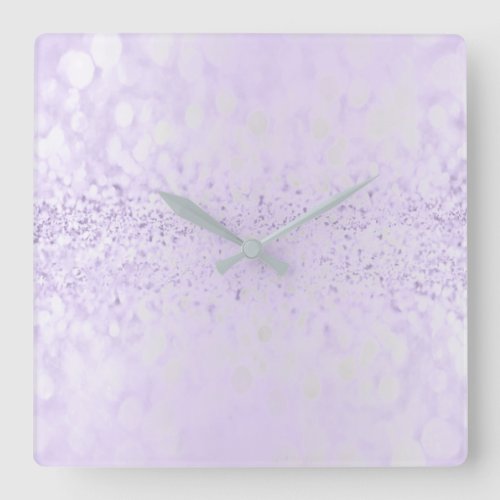 Glitter Silver Gray Minimal Metallic Purple Plum Square Wall Clock