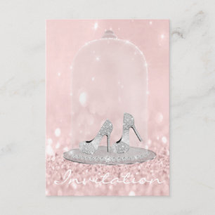 Glitter Silver Gray Pink Diamond Shoes Glitter Invitation