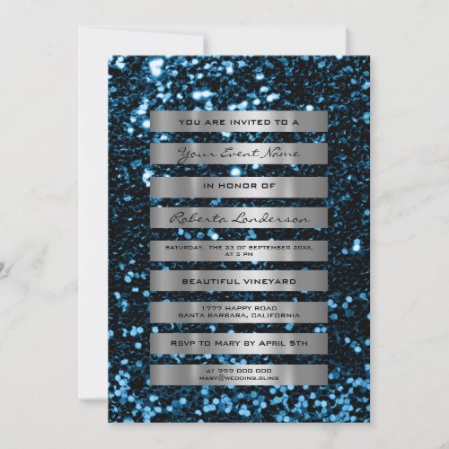 Glitter Silver Gray  Stripes Burgundy Maroon Red Invitation