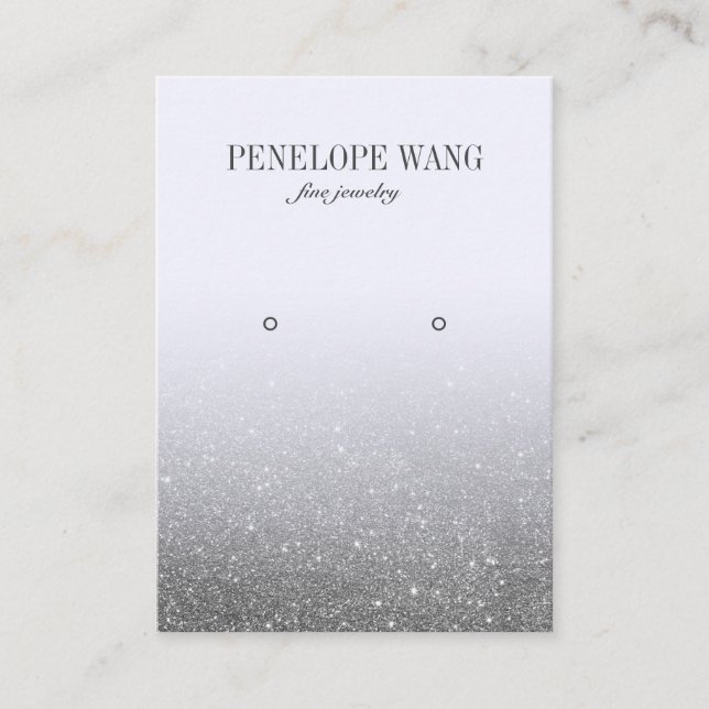 Glitter Silver Lilac Ombre Jewelry Earring display Business Card (Front)