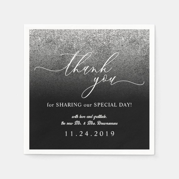 Glitter Silver Minimalist Decor Wedding Napkins