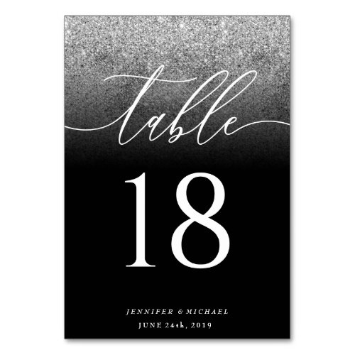 Glitter Silver Simple Seat Plan Modern Signature Table Number