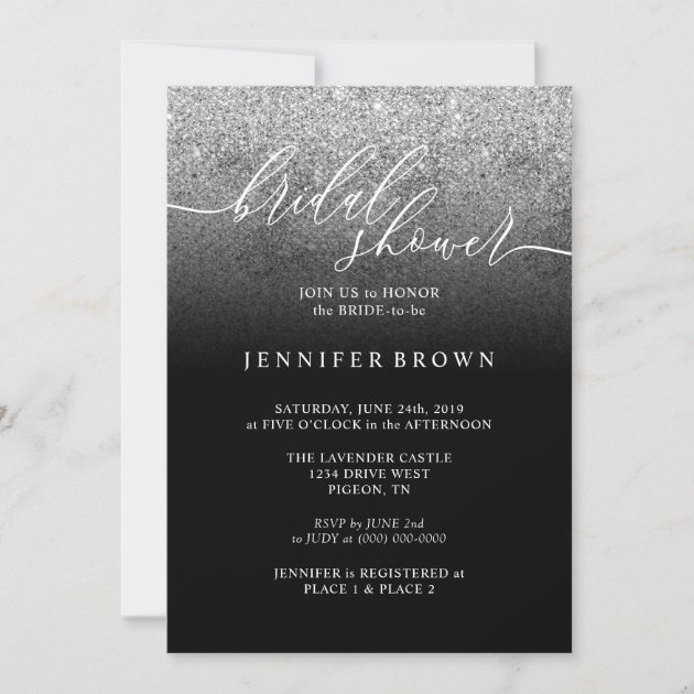 Glitter Silver SPARKle Bridal Shower Signature Invitation