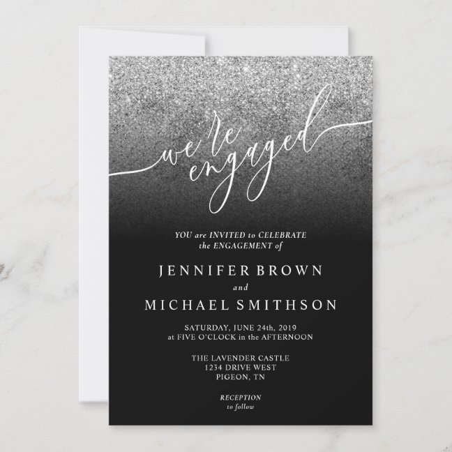 Glitter Silver SPARKle Signature Engaged Invitation
