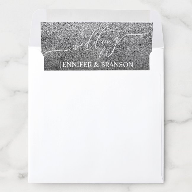 Glitter Silver SPARKle Wedding Envelope Liner