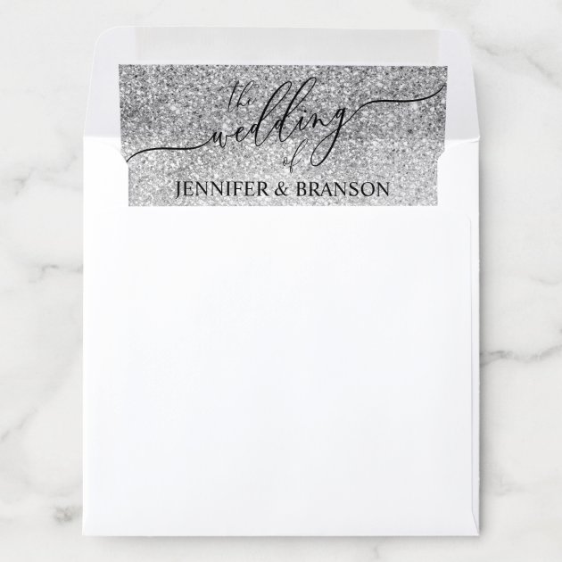 Glitter Silver SPARKle Wedding Simple Envelope Liner