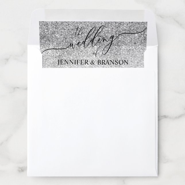 Glitter Silver SPARKle Wedding Simple Envelope Liner (In Envelope)
