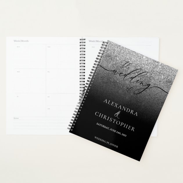 Glitter Silver SPARKling Wedding Calligraphy Planner