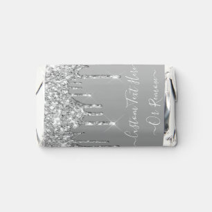 Glitter Silver Sparkly Custom Text Personalized Hershey's Miniatures