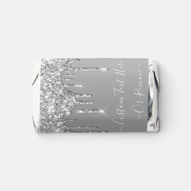 Glitter Silver Sparkly Custom Text Personalized Hershey's Miniatures (Front)