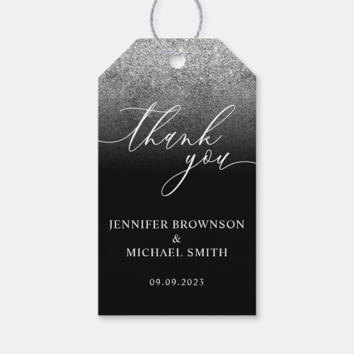 Glitter Silver Thank You Gift Tags