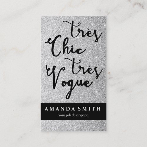 Glitter Silver Tres Chic Fashion Boutique Model Business Card