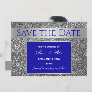 Glitter Silver Wedding Save The Date