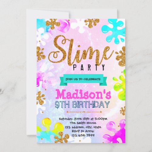 Glitter slime birthday invitation