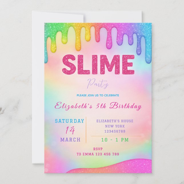 Glitter Slime Birthday Invitation (Front)