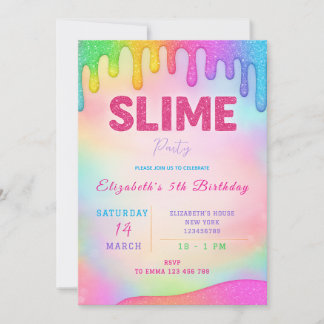 Glitter Slime Birthday Invitation