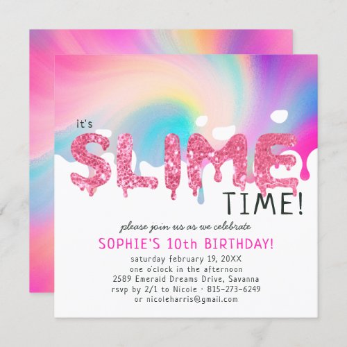 Glitter Slime Birthday Party Invitation