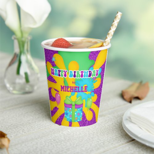 Glitter Slime Colorful Birthday Party Paper Cups