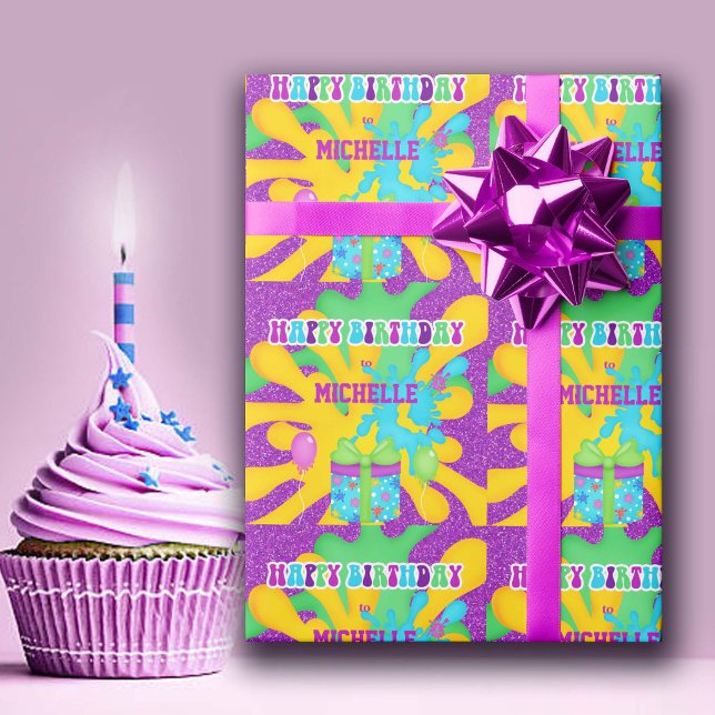 Glitter Slime Colorful Birthday Wrapping Paper (Creator Uploaded)