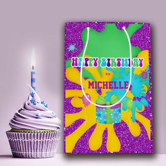 Glitter Slime Colorful Birthday Wrapping Paper Medium Gift Bag (Creator Uploaded)