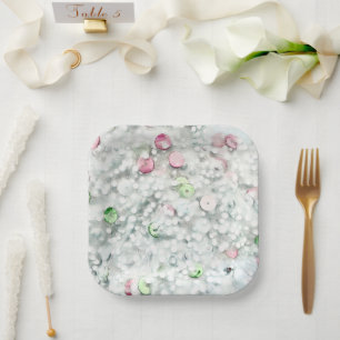 Glitter Slime Paper Plates White