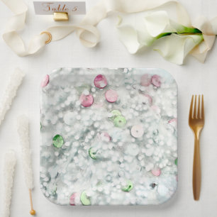 Glitter Slime Paper Plates White