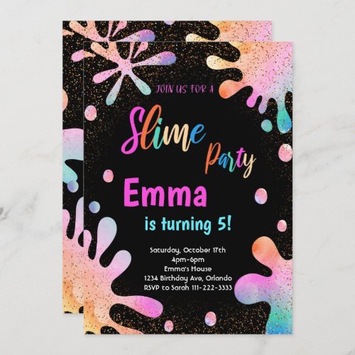 Glitter Slime Party Birthday Invitation