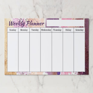 Glitter smears Weekly planner sheets Paper Pad