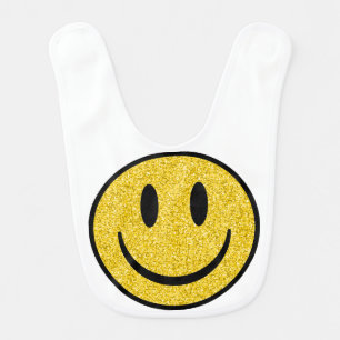 Glitter Smile Face Baby Bib