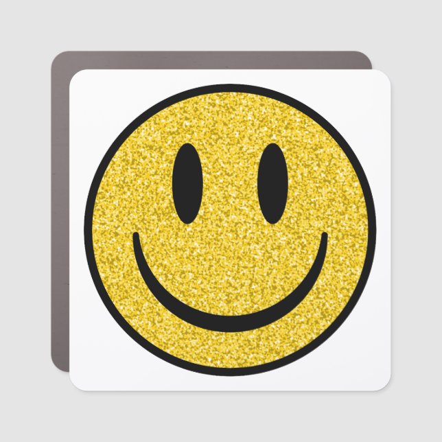 Glitter Smile Face Car Magnet (Front)
