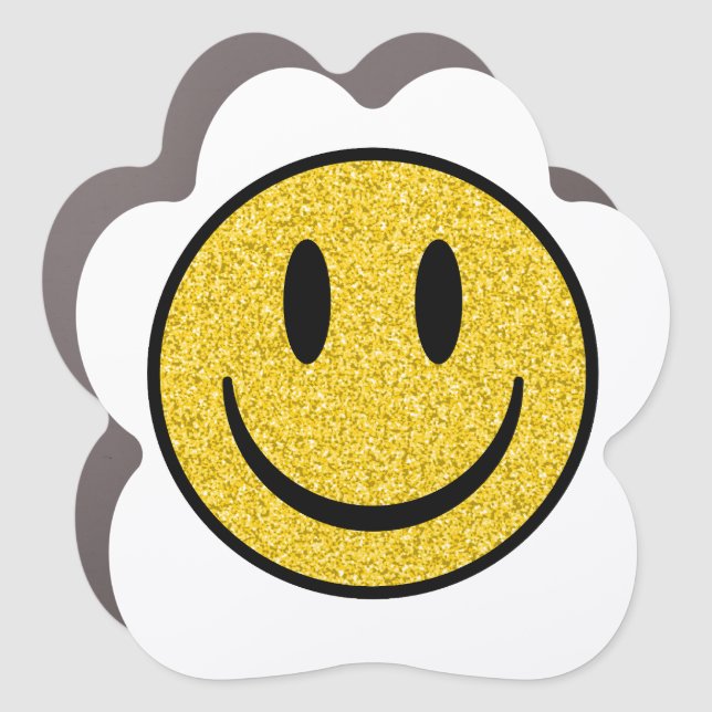 Glitter Smile Face Car Magnet (Front)