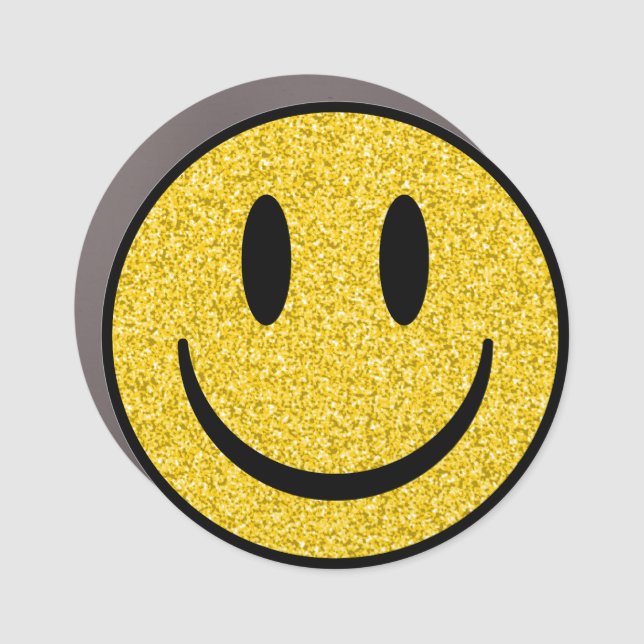 Glitter Smile Face Car Magnet (Front)