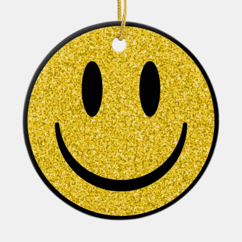 Glitter Smile Face Ceramic Ornament