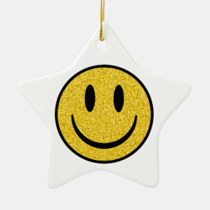 Glitter Smile Face Ceramic Ornament