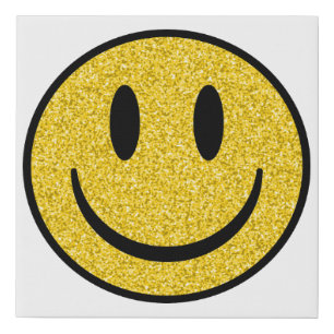 Glitter Smile Face Faux Canvas Print