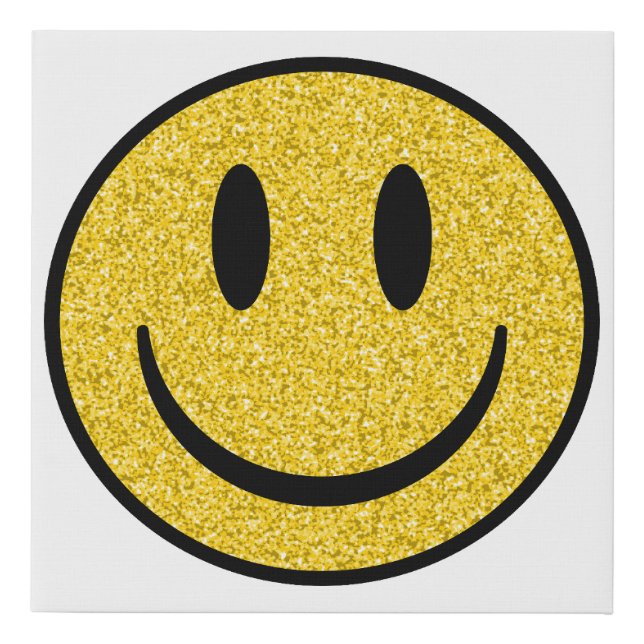 Glitter Smile Face Faux Canvas Print (Front)