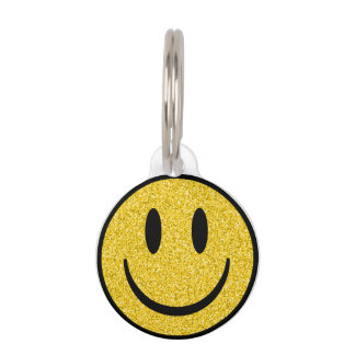 Glitter Smile Face Pet ID Tag