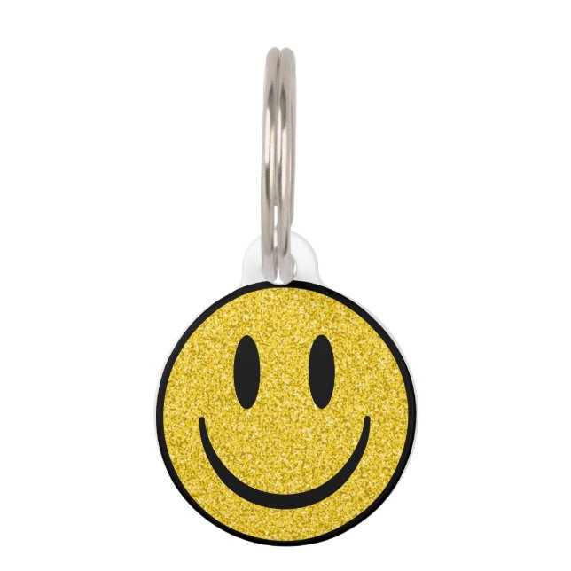 Glitter Smile Face Pet ID Tag (Front)