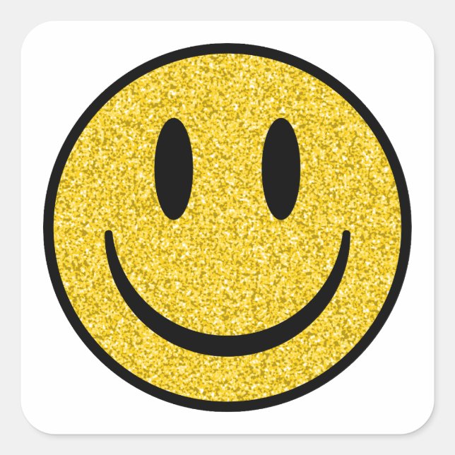 Glitter Smile Face Square Sticker (Front)