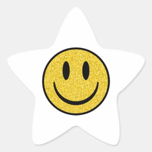 Glitter Smile Face Star Sticker