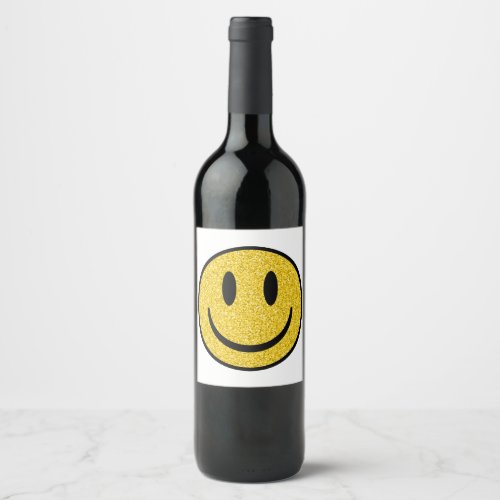 Glitter Smile Face Wine Label