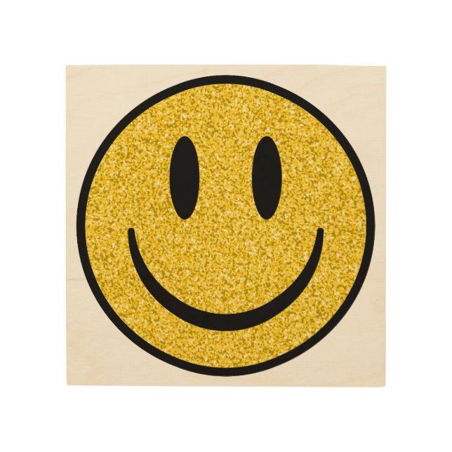 Glitter Smile Face Wood Wall Art (Front)